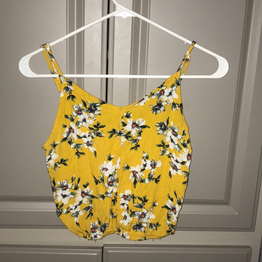 Yellow floral cropped top